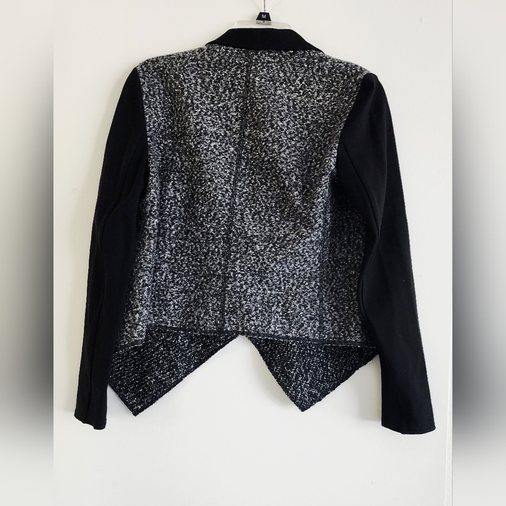 White House Black Market | Black & Gray Blazer with Tuxedo Lapel | - Picture 3 of 10